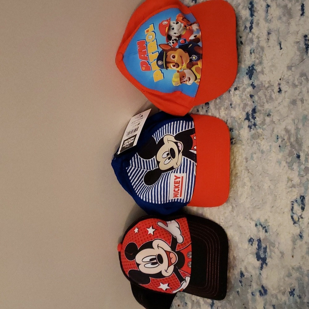 3 small boys snap back velcro back hats
